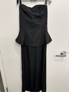 Nice To Meet You Black Strapless Peplum Maxi Dress Size S